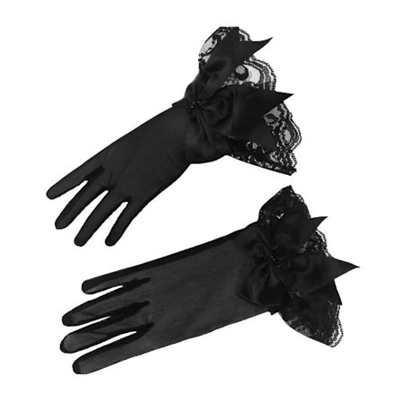 Elegante Brudehandsker Hånd Mesh Sløjfe Handsker Korte Fulde Finger Handsker Vanter Til Bryllup Aftenfest Sort