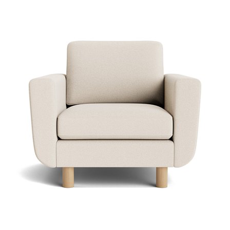 Haven Sessel in Loop Creme, Skandinavischer Stil, 86cm Breite, bequemer Polstersessel mit Holzfüßen aus massiver Eiche und Kaltschaum-Polster.