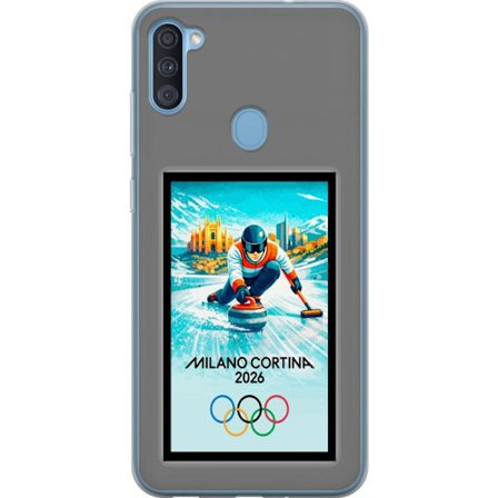 Yhteensopiva Puhelinkuori Samsung Galaxy A11 Jääkiekkoilukuva, jossa pelaajat liikkuvat jäällä, Milano Cortina 2026, Milanin maamerkit ja olympialaist