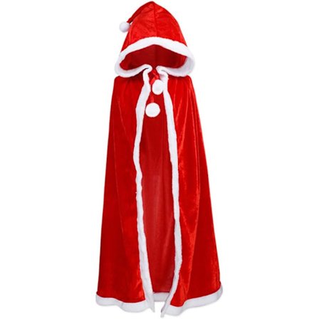 Jul Sammet Sjal Kappa Cape Fru Julklapp Cape Robe Halloween Kostym Röd Med Luva 120cm/47"—yux