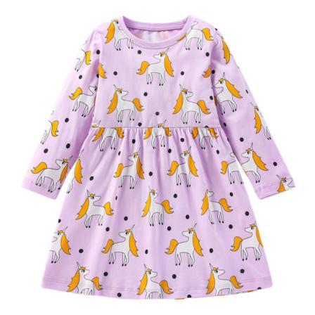 Toddler Djur Print Klänningar Crew Neck Party Dress
