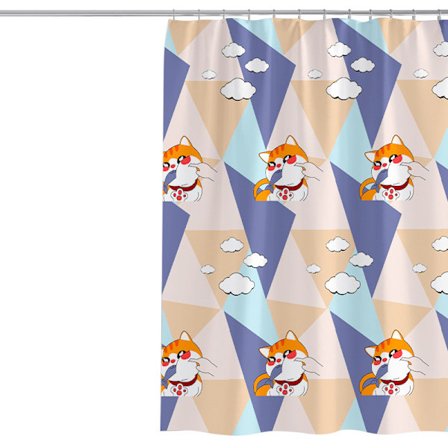 Hauska kissa suihkuverho Kylpyhuoneen verhon sisustus (Oranssi, 72''×72'')