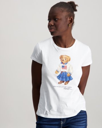 Polo Ralph Lauren Polo Bear Cotton Jersey Tee Vit T-shirts Tjej - Kids Brand Store