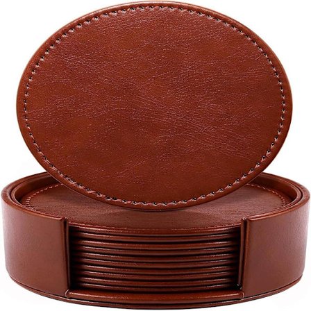 6 stk. Lær Isolerte Brikker Runde Lærbrikker Sirkulære