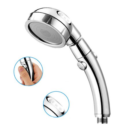 Dusjhode med én knapp for vannstopp, håndholdt multifunksjonsdusjhode med bryter