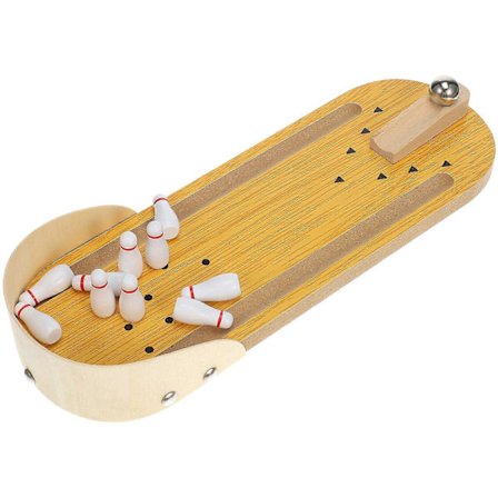Beige Mini Bowling Set i Trä För Resespel Interaktiva Roliga Aktiviteter 1-pack[D]