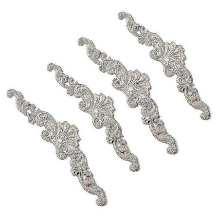 4 stk. treskjæringsinnlegg Applikasjons håndverk umalt familiebilde ramme dekorasjon