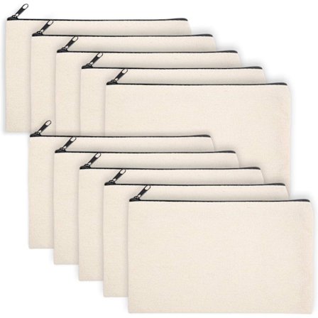 10-pakning Blank DIY Håndverksveske Lerret Penalhus Blank Sminkeveske-