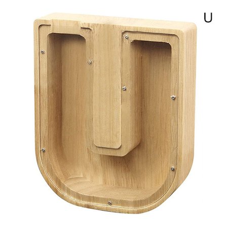 Træ sparegris Kreativ Enkel Alfabet Opbevaringstank Personlig Skrivebordsornament Til Hjem Stue Soveværelse U