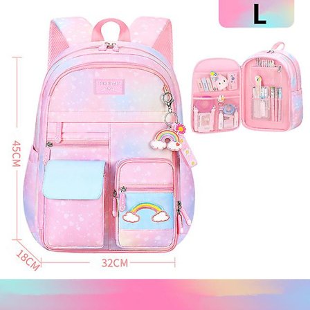 Grundskoleryggsäck Söta färgglada väskor för flickor Princess skolväskor Vattentäta barn Regnbågsserien skolväskor Mochila