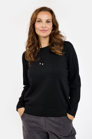 SIGNATURE - Langærmet Strik - Sort - Bindebånd