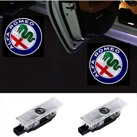 2-pack Dörrljus med Logoprojektor Spöklampa Pöllamp Välkomst Emblemlampa för Alfa Romeo Stelvio (2017-2018) Giulia (2017-2018)