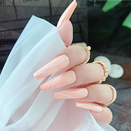 24 stk trykk på negler kiste for kvinner, ekstra lange falske negler lim på negler, falske negler med lim