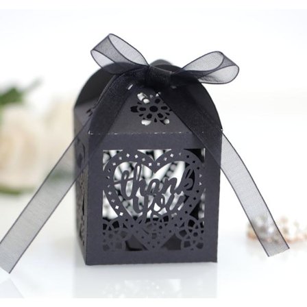 Laser Cut Boxes, 50 st Tack Presentförpackningar Bröllop Fest Godisaskar B