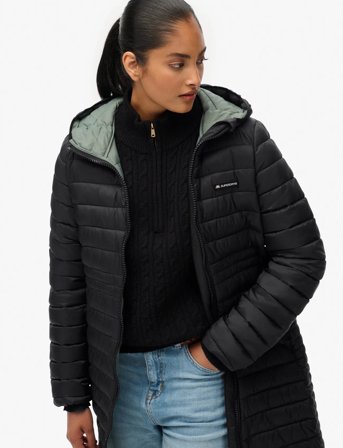 Superdry Sport Hood Fuji Lite Mid Padded Jkt - Black - S