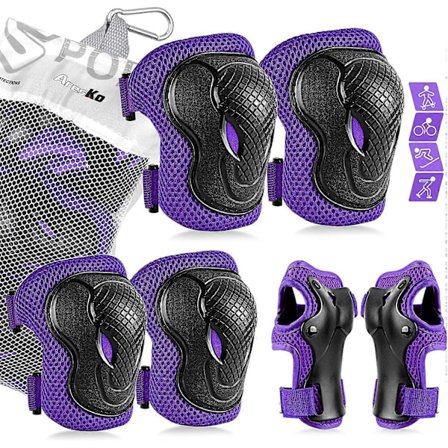 Skyddsutrustningsset för barn/ungdomar, knäskydd och armbågsskydd handledsskydd 6 i 1 skyddsutrustningsset för sparkcykel, skateboard, cykel, inlines