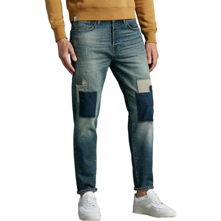 Cast Iron Cuda relaxed tapered dirty destroy ddv , Blauw , Heren , Maat: W29 L32 Slim Fit Jeans