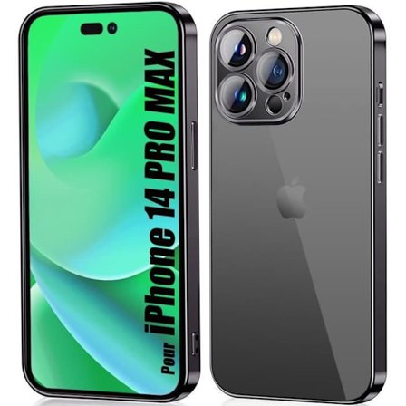 Skyddsskal - E.F.CONNECTION - för iPhone 14 Pro Max - Transparent Silikon - Svart Kant - Ultra Tunn