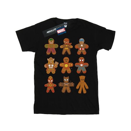 Marvel Mens Avengers Christmas Gingerbread T-Shirt L Svart