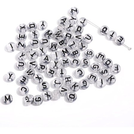 1000 Akryl Alfabet Perler - AZ Runde Bokstavperler for Smykkefremstilling (Svart)