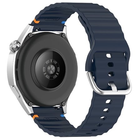 Klockarmband 22 mm Silikon Wave Design Mörk Blå