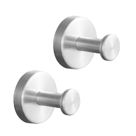 2-pakke veggkroker for håndklær, kjøkken, rustfritt stål, sølv, kroker for klær og kåper