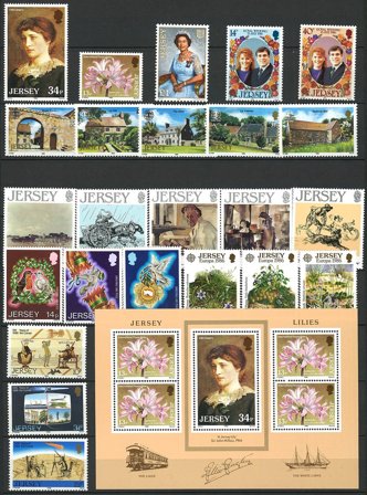 Jersey - Årgang 1986 - incl. smukt frimærke med Dronning Elizabeth - Postfrisk