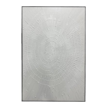 Hvidt lærredskunst med fingeraftryk, 80x120 cm, sølvramme