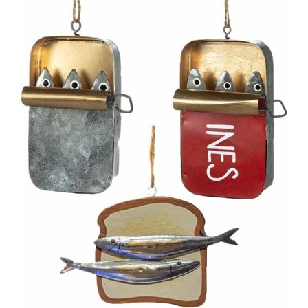 Outo, riippuva sardiini-koriste - Uusi lahja kalastajille - Luovat koristeet kalastukseen, autoon, laukkuun ja kotiin purkitetut punaiset sardiinit