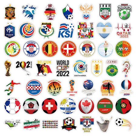 100 ark med VM i fotball graffiti klistremerker vanntette kreative tegneserie klistremerker