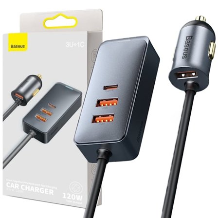 Baseus Share Together billader 2x USB / 2x USB Type C 120W PPS Quick Charge Power Delivery grå (CCBT-A0G)