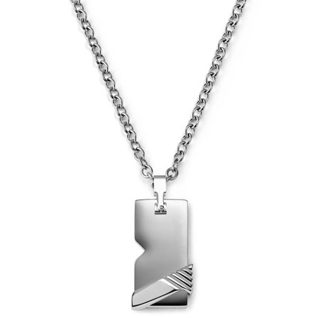 Modern Silver-Tone Dog Tag Necklace for Men - Steel necklaces