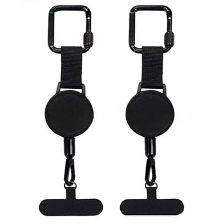 2-pakning uttrekkbar tyverisikret telefonholder, telefonstropp, sikkerhetsline for smarttelefon, belteklips