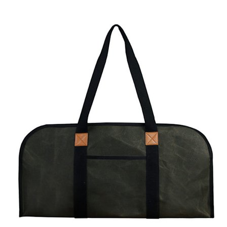 Log Opbevaringsposer - Mørkegrøn, Canvas Logposer, Bærbar Træopbevaring