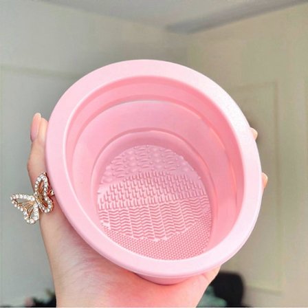 Skönhetsverktyg Rengöringsborste Vikbar Puff Sminkborste Rengöringsverktyg Borstskål