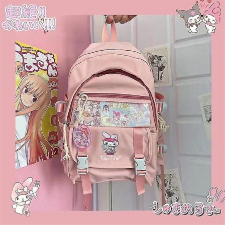 Kawaii Sanrio Mymelody Kuromi Cinnamoroll Pompom Purin Uusi Reppu Piirretty Suuri Kapasiteetti Opiskelijan Koululaukku Ulkoilureppu P