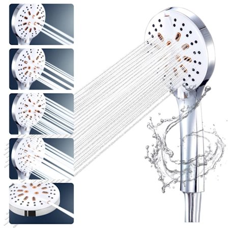 Højtryksbrusehoved Anti-kalk Filtrerende Brusehoved 5 Tilstande Universal Sparebrusehoved Håndbruser