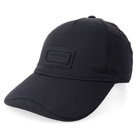Calvin Klein - Zwart unconstructed Cap - Tonal Patch Tpu Cap Black A-frame Dad Cap @ Hatstore