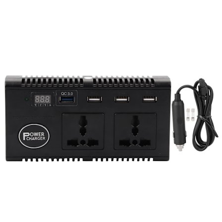 Bilstrømsomformer DC 12V 24V til AC 220V Oplader 200W med Stemmeudsendelse