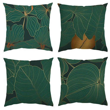 Kuddfodral 45x45 Grönt Linne Örngott Dekorativ Soffa Kudde