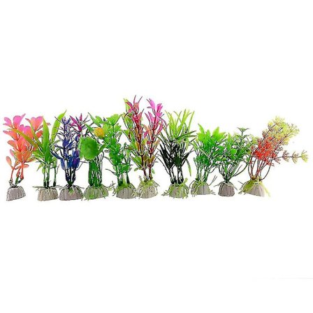 10 stk. Kunstig Plast Græs Akvarium Simulation Plante Fisk Tank Ornament Yuanxi