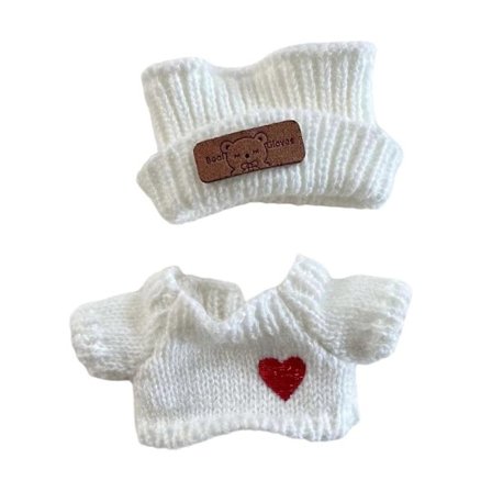 Tyylikkäät nukenvaatteet 15–17 cm:n hahmoille, sisältää neulotun hatun ja sydänpaidan, keräilynuken asusteet, monivärinen [HK]