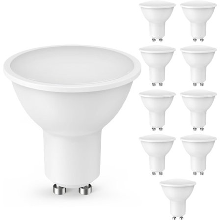 GU10 LED-lampa, 10 st, GU10 LED 5W, motsvarande 50W halogenlampa, varmvit 3000K 450LM, ljusstark och ögonskyddande, ej dimbar
