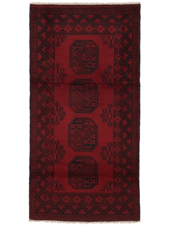Afghan Fine Matot Matto 99X193 Musta/Tummanpunainen Villa, Afganistan