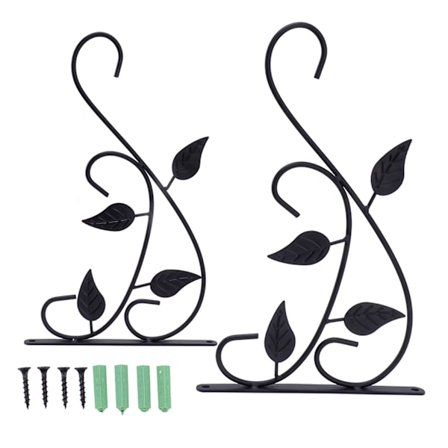 2 stk Hengende Plantebrakett Tungt Rustbestandig Holdbart Jernkunst Utendørs Planteholder Henger Kroker Svart