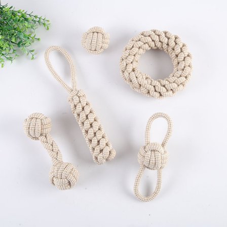 Sett med 5 Hundesnorleker med Knuter, Tyggeleker for Små/Middelsstore