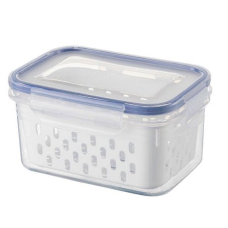 Opbevaringsbeholder til frugt og grøntsager til køleskab, opbevaringsbeholder til frugt og grøntsager med låg, si, køleskabsorganiseringsbeholder