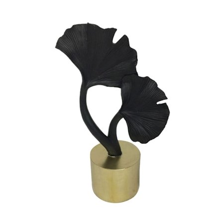 Dekorativt blad i polyresin, guld/sort, 15x8x26 cm