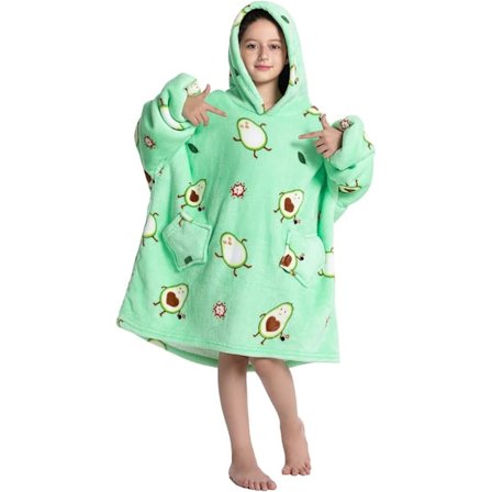 Stor Filttröja, Flickor Pojkar Mjuk Fleece Bärbar Filt, Sherpa Fluffig Jättehoodie för Tonåringar