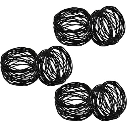 Håndlagde dekorasjoner Sorte serviettringer Sett med 6 Metallnett for bryllup Di